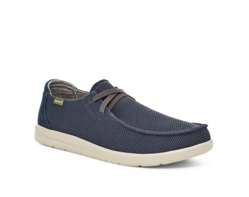 Sanuk Mens Shaka Mesh No-tie Navy Sneakers | EYXOJL176